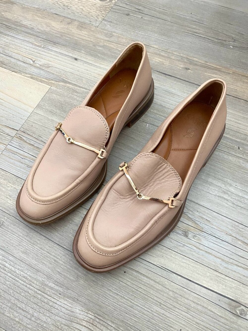 Sarto Tan Gold Hardware Loafers Size 7